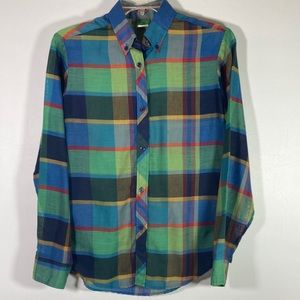 MH Selections Plaid Light Weight Button Front Long Sleeve Top Size 12